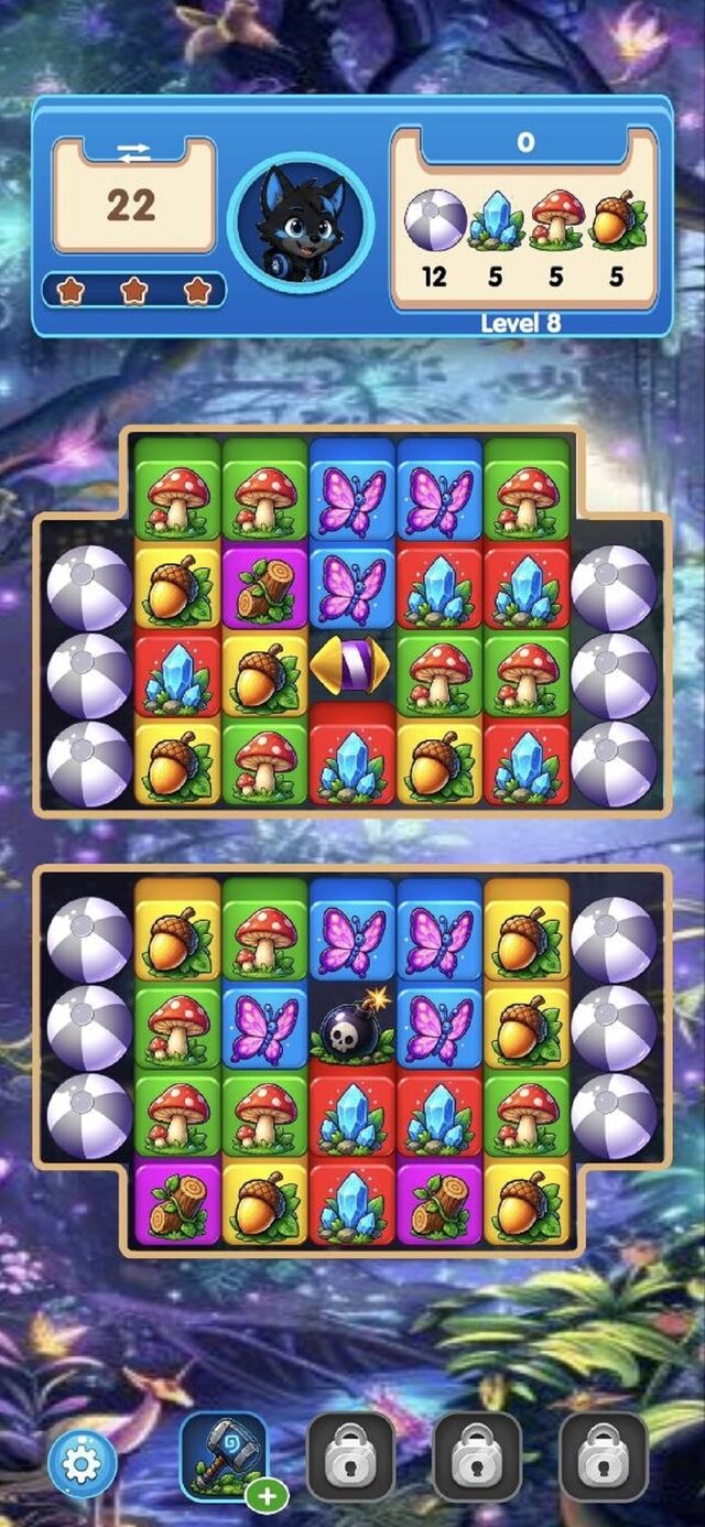 Magic Forest Puzzle match-3 board