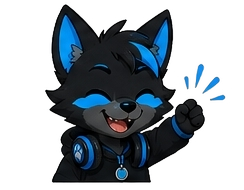 Zuki, the Last Game Studio mascot, excited